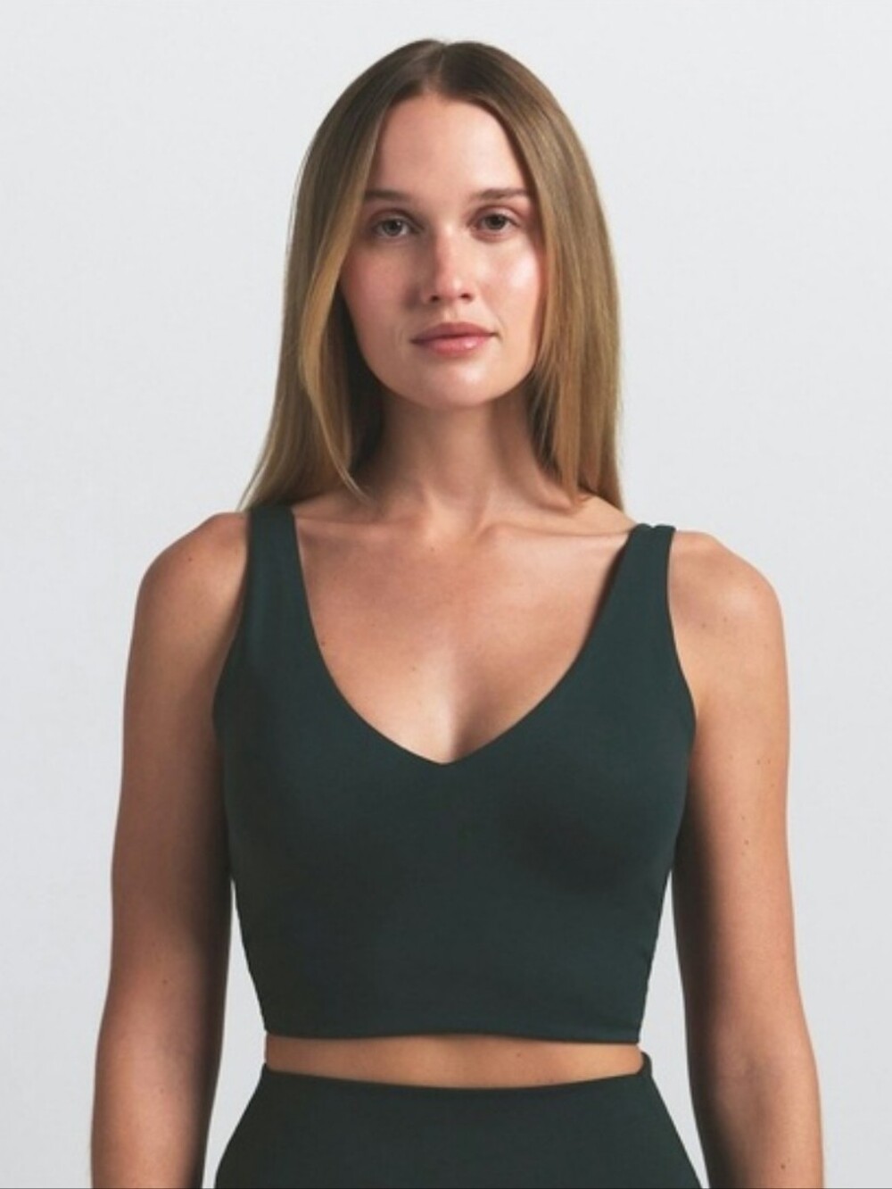 NIKE SKIMS Matte V-neck Longline Bra NWT Dark Teal Size SMALL